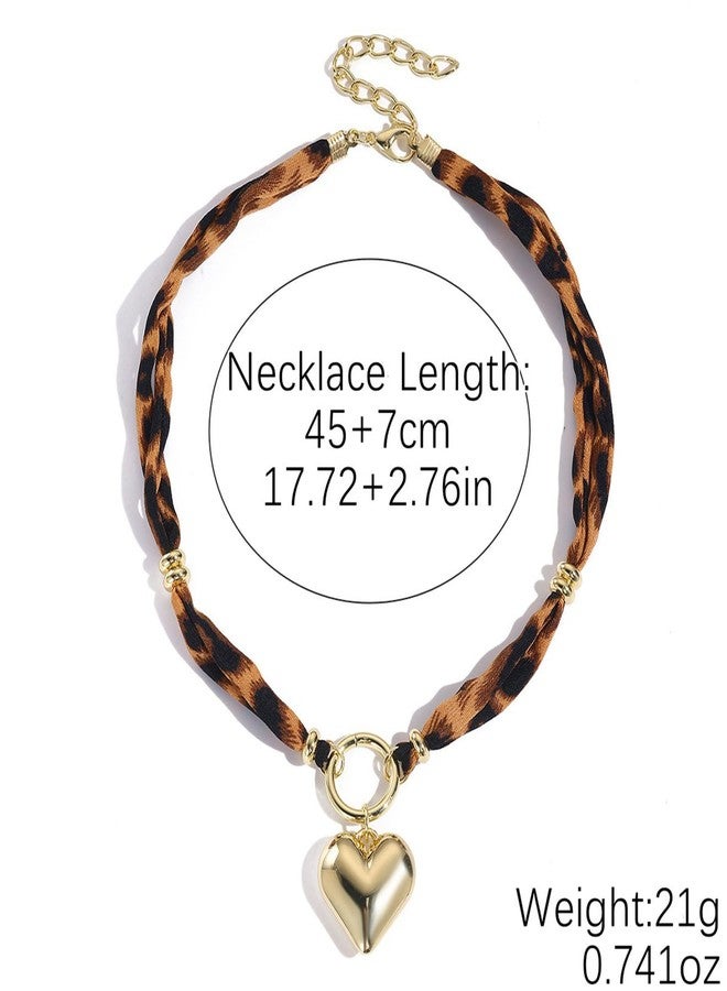 TACBSP Scarf Necklace with Charm for Women Leopard Scarf Charm Necklace Vintage Bow Heart Cross Leopard Necklaces Boho Layered Pearl Coin Necklaces Summer Jewelry Gift (B) - Image 3